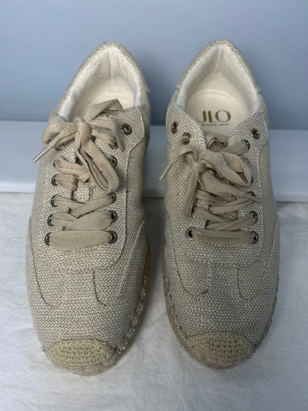 JLO Jennifer Lopez Lonlan Comfort Sneakers Women's Size 10M Tan/gold